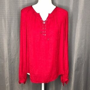JENNIFER LOPEZ PEASANT BLOUSE SMALL RED
